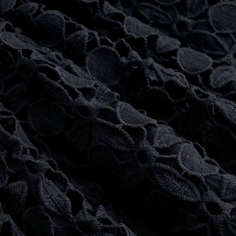 Mock Neck mesh insert Flounce Sleeve Lace Dress black - Picture 10 of 10